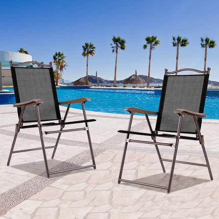 Patio Folding Chairs Set of 2 With Armrests, 140kg