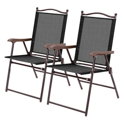 Patio Folding Chairs Set of 2 With Armrests, 140kg