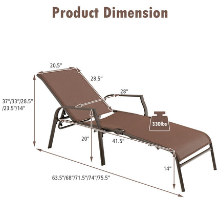 Patio Folding Chaise Lounge Set, 2-Pack, Adjustable Back