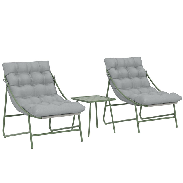 Patio Furniture Set – 2 Chairs, Table, Steel Frame