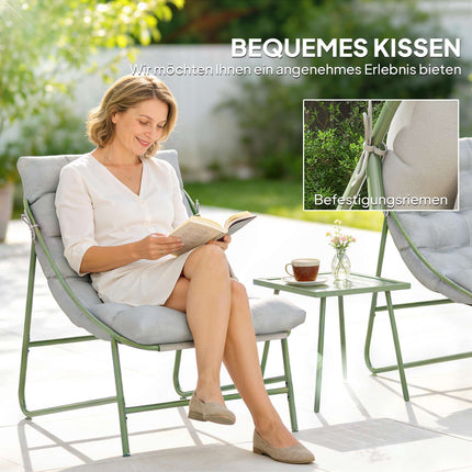 Patio Furniture Set – 2 Chairs, Table, Steel Frame