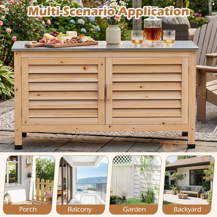 Patio Storage Cabinet with Stainless Steel Top and Shelves