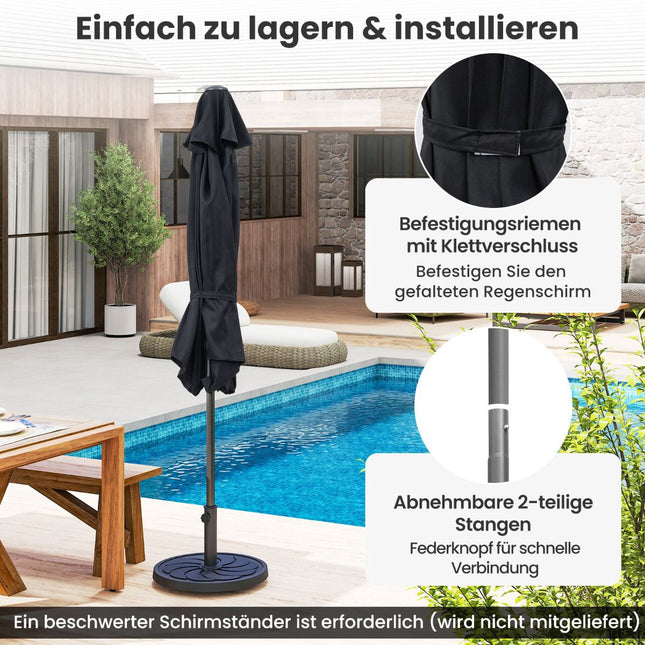 Patio Umbrella, 230 cm, Black, Crank & Tilt Function