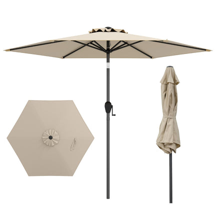 Patio Umbrella 230 cm with Crank and Tilt, Beige