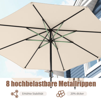 Patio Umbrella 250 cm with Crank and 8 Ribs, Beige