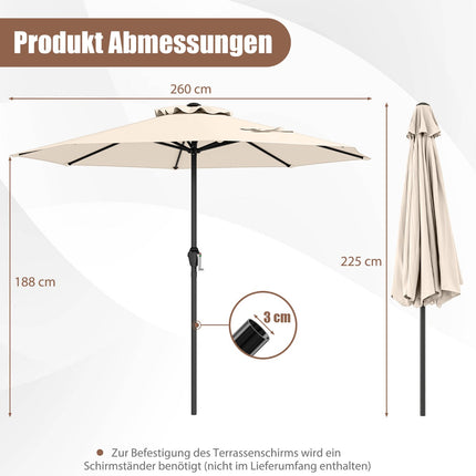 Patio Umbrella 250 cm with Crank and 8 Ribs, Beige