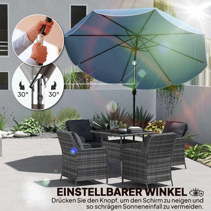 Patio Umbrella, 265 cm, Adjustable Tilt, Blue