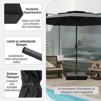 Patio Umbrella, 300 cm, Ventilated, Tilt Function, Black
