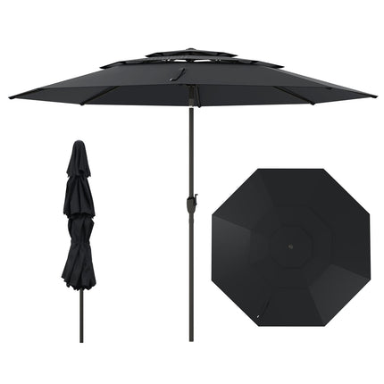 Patio Umbrella, 300 cm, Ventilated, Tilt Function, Black