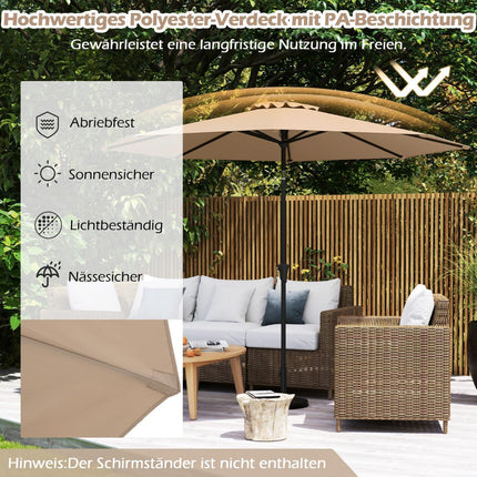 Patio Umbrella, 303 cm, Tiltable, Brown, Outdoor Use