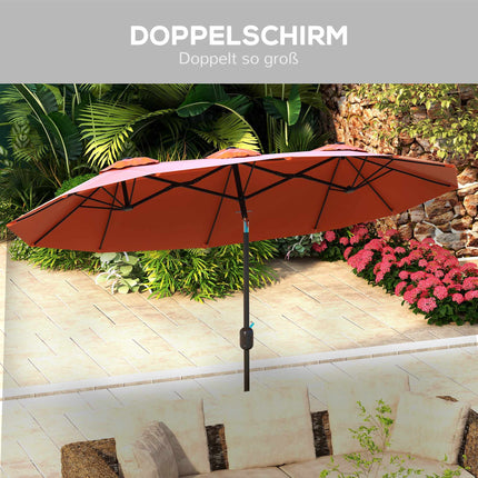Patio Umbrella, Adjustable, Red, 295 x 152 cm, Polyester