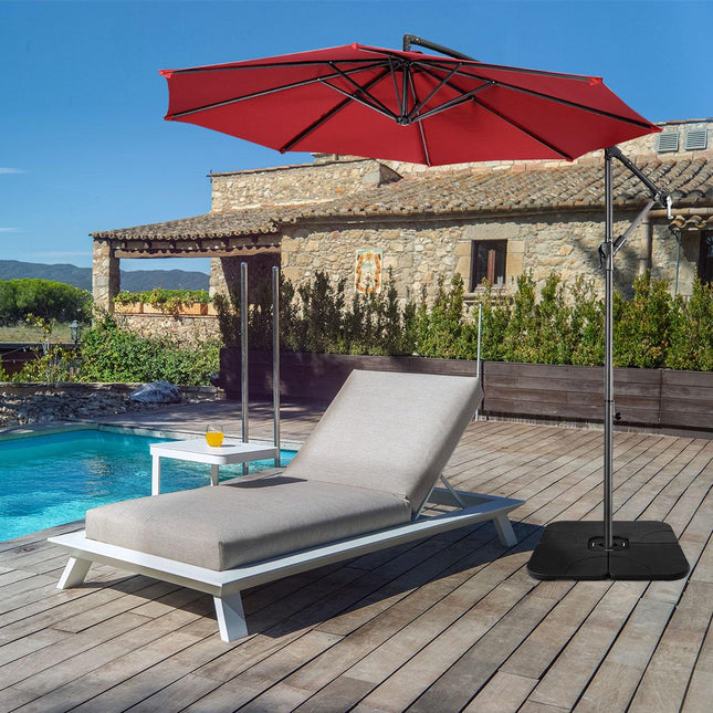 Patio Umbrella Base, Fillable Water or Sand, HDPE Black