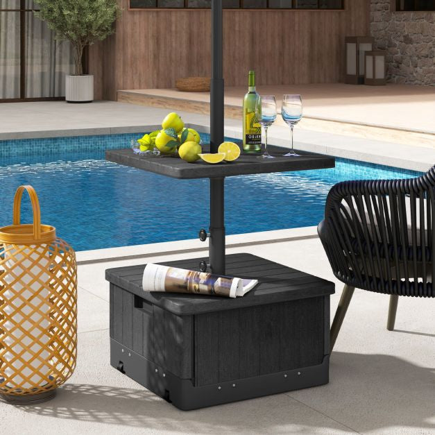 Patio Umbrella Base With Planter, Tray, Weighted Bag
