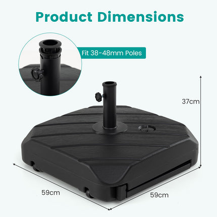 Patio Umbrella Base With Wheels, 211 lb Fillable, 1.5–1.9 in