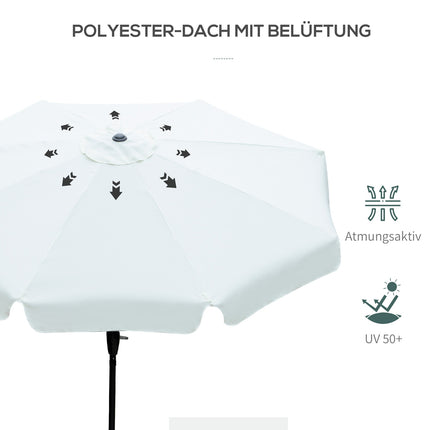 Patio umbrella, 2.66M, UV 50+ protection, 8 ribs, beige