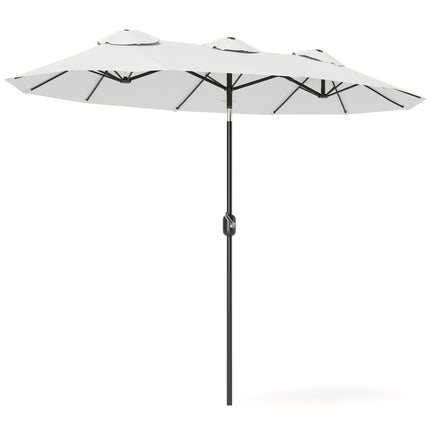 Patio Umbrella, Tiltable, Hand Crank, 295 x 152 cm, Cream