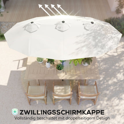 Patio Umbrella, Tiltable, Hand Crank, 295 x 152 cm, Cream