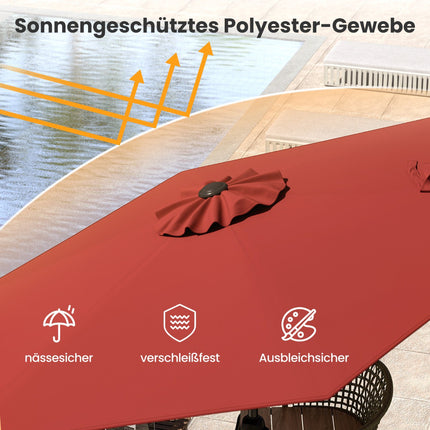 Patio Umbrella with Crank, 230 cm, Red, Adjustable Tilt
