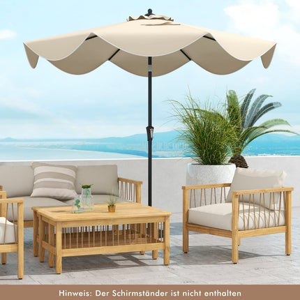 Patio Umbrella with Crank, Tilt, Ruffled Edges, Beige