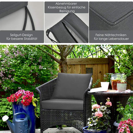 Patio cushion set with non-slip rope straps & thick seat cushion & back cushion grey