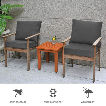 Patio cushion set with non-slip rope straps & thick seat cushion & back cushion grey