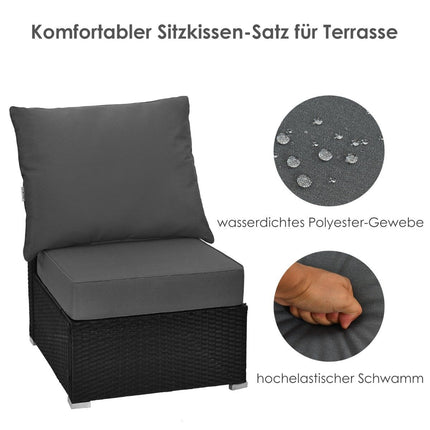 Patio cushion set with non-slip rope straps & thick seat cushion & back cushion grey