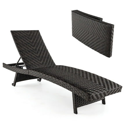 Patio deck chair rattan deck chair with 5-level adjustable backrest 195 x 61 x 38-97 cm mix brown