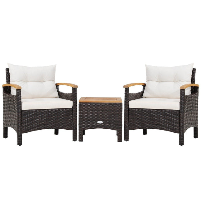Patio furniture set Wicker furniture set for outdoor use with coffee table white
