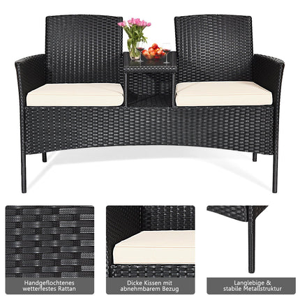 Patio sofa wear-resistant garden furniture set 138 x 62 x 85 cm white
