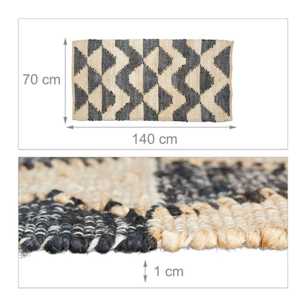 Patterned jute rug 70 x 140 cm