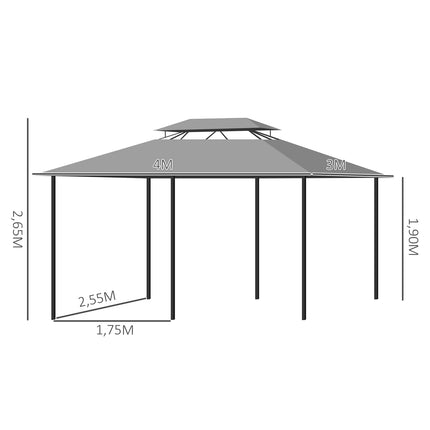 3x4m dark gray waterproof garden pavilion with 6 panels