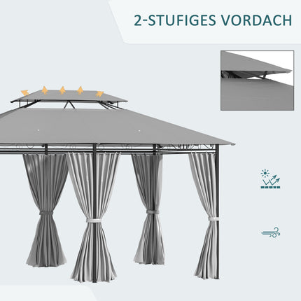 3x4m dark gray waterproof garden pavilion with 6 panels