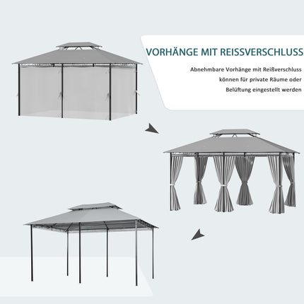3x4m dark gray waterproof garden pavilion with 6 panels