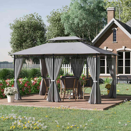 3x4m dark gray waterproof garden pavilion with 6 panels