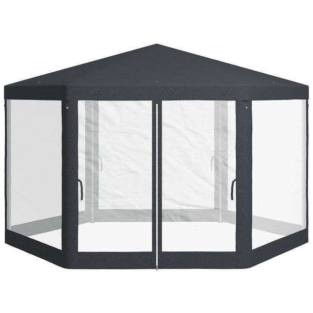 Hexagonal 4x4m pavilion, polyester & metal, with mosquito net