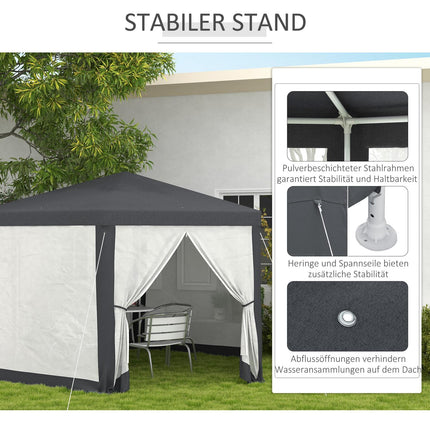 Hexagonal 4x4m pavilion, polyester & metal, with mosquito net