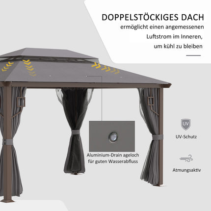 Outdoor garden pavilion tent, 4x3m, metal frame, mosquito net