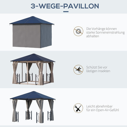 Garden pavilion tent, black aluminium, 300x300x263 cm