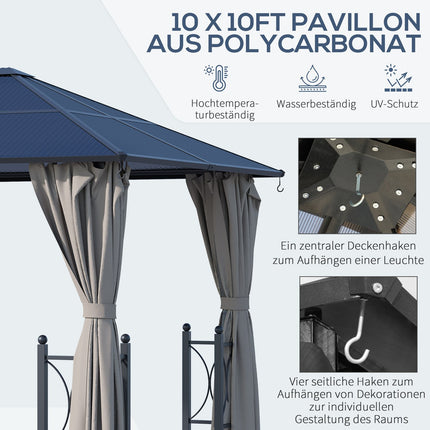 Garden pavilion tent, black aluminium, 300x300x263 cm