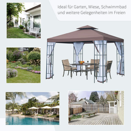 Garden pavilion - Mosquito net & Double roof - 3x3m