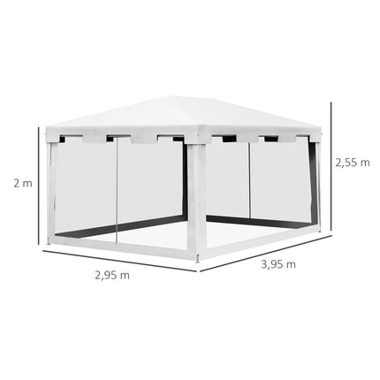Garden pavilion tent 4x3m with mesh walls