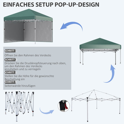 3x3m water-repellent pop-up pavilion, UV 30+