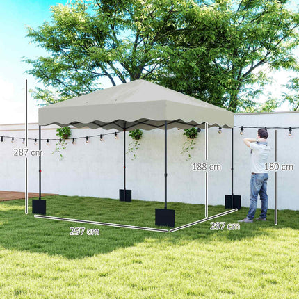 3x3m pop-up pavilion, water-repellent, UV 50+ protection