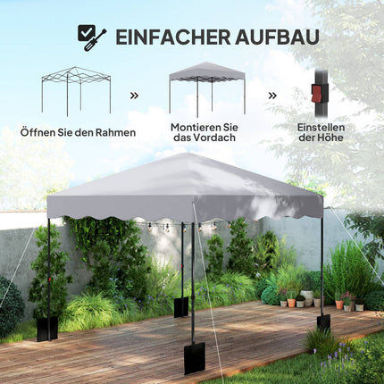 3x3m water-repellent pop-up pavilion, UV 50+, light grey