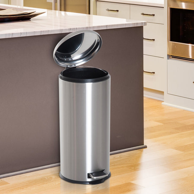 30L pedal container in stainless steel with inner compartment