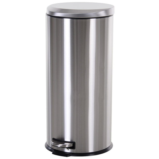 30L pedal container in stainless steel with soft-closing lid
