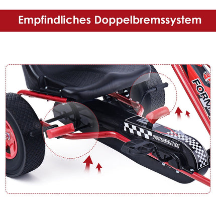 Pedal GoKart for Kids, Adjustable Seat, Red