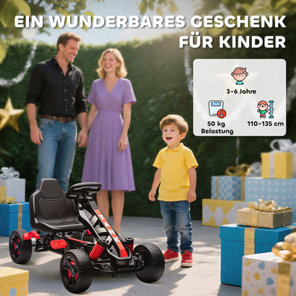 Pedal Go-Kart for Kids, Brake, Non-Slip Wheels, Ages 3-6