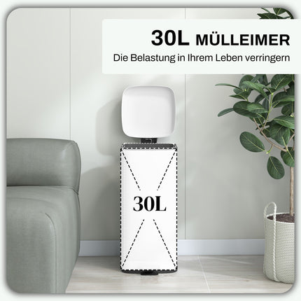 30L pedal basket with lid & inner container - metal waste bin