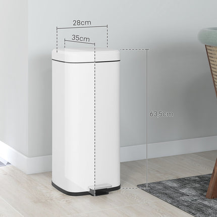 30L pedal basket with lid & inner container - metal waste bin